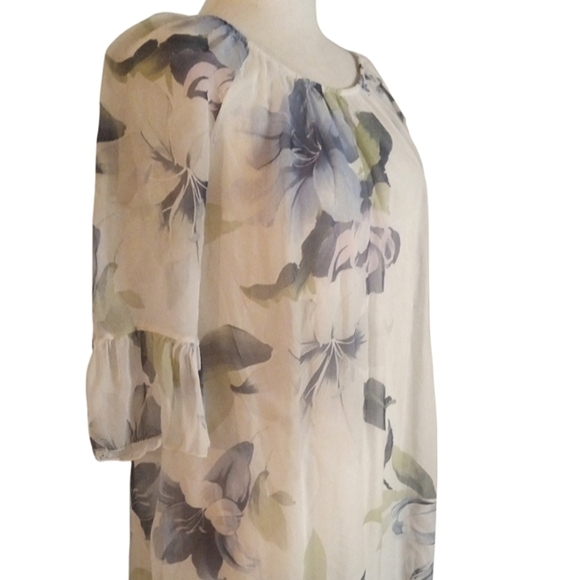 Rosemarie Watercolor Floral Flowy Ruffle Hem Dress Made In Italy Size Medium - Picture 4 of 10